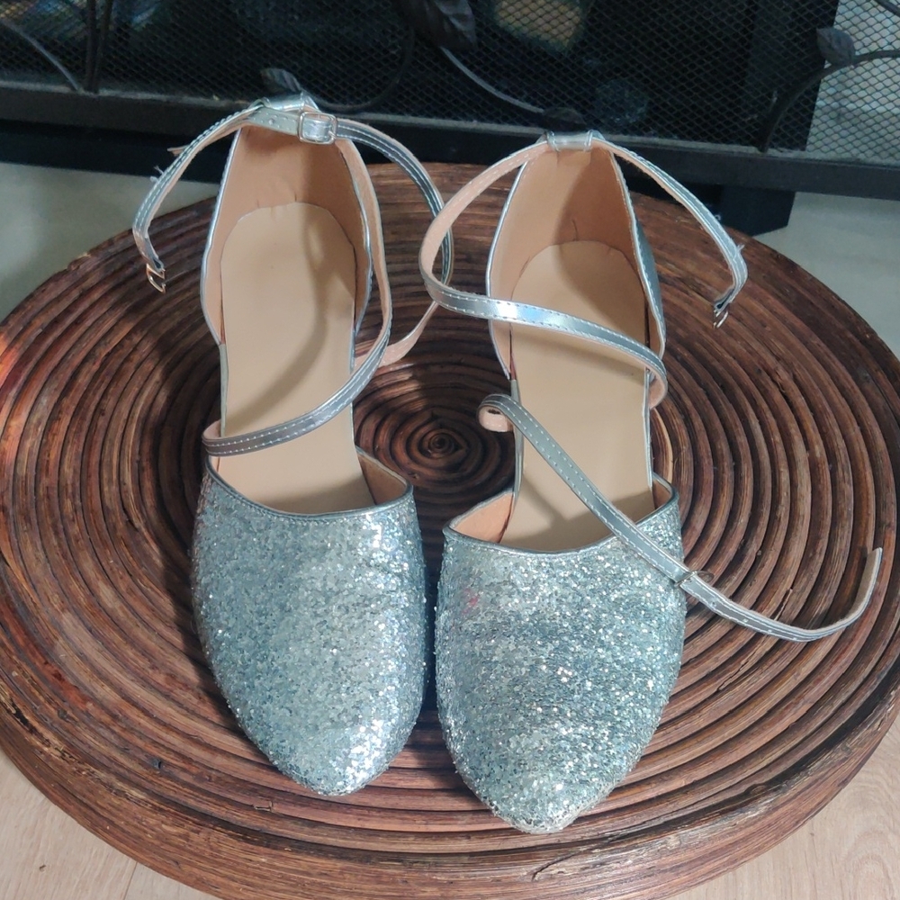 Ballroom Silver Glitter Heels 10.5